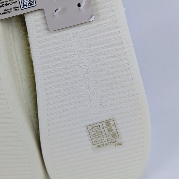 Espresso Martini Slipper Embroider Sherpa  Memory Foam Slip On Ivory M (7/8) NWT - Picture 13 of 14